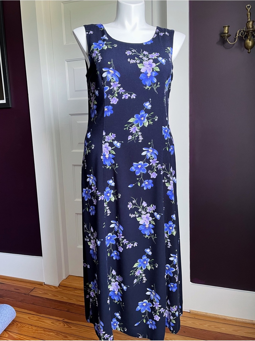 90s Rayon Floral Sleeveless Maxidress